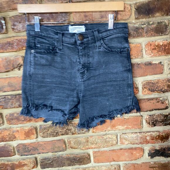 Current/Elliott Black Wash Denim Cut-Off Distressed Jean Shorts Women's Size 28 - Picture 1 of 7